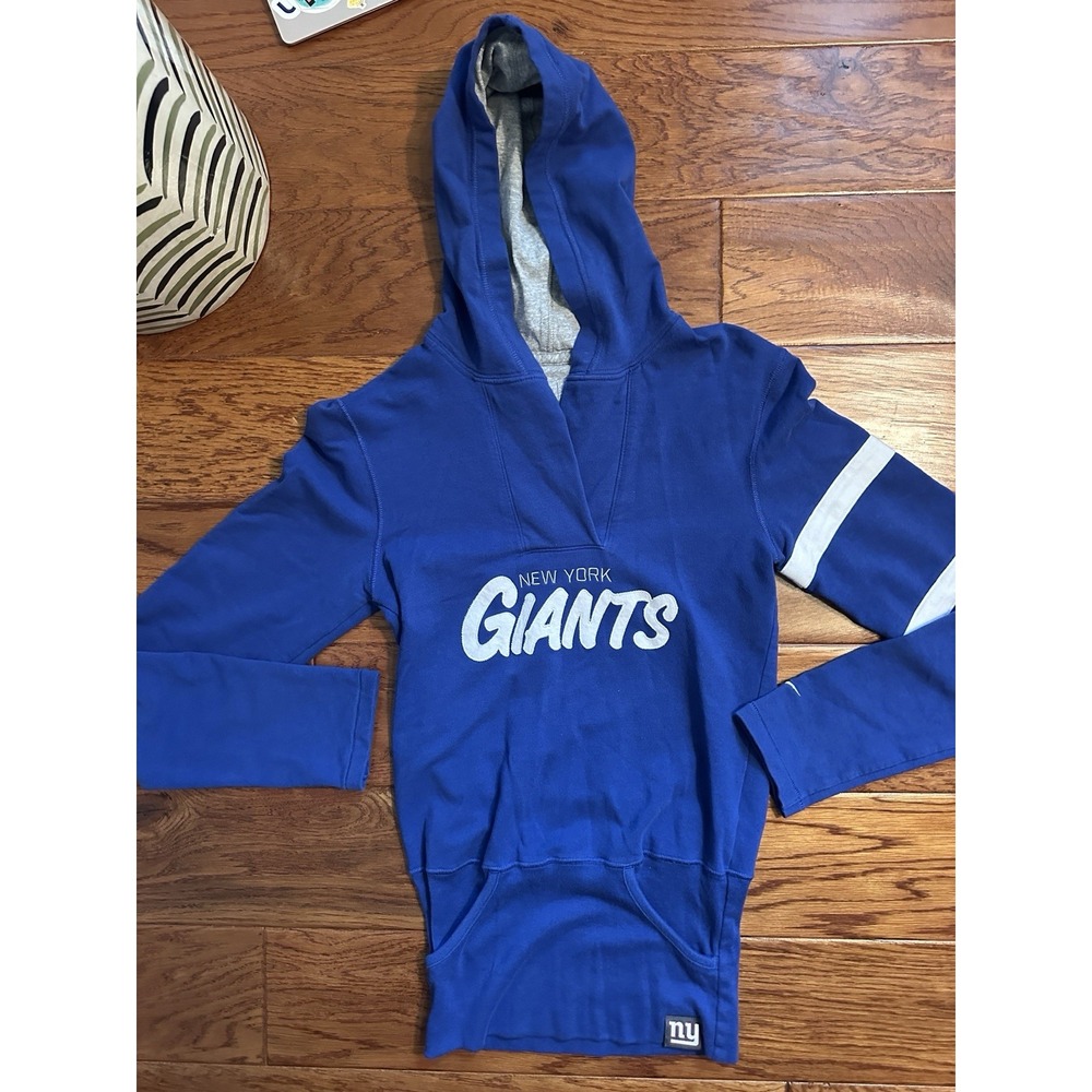 Nike NFL New York Giants Womens XS Blue Pullover Hoodie Sweatshirt V-Neck